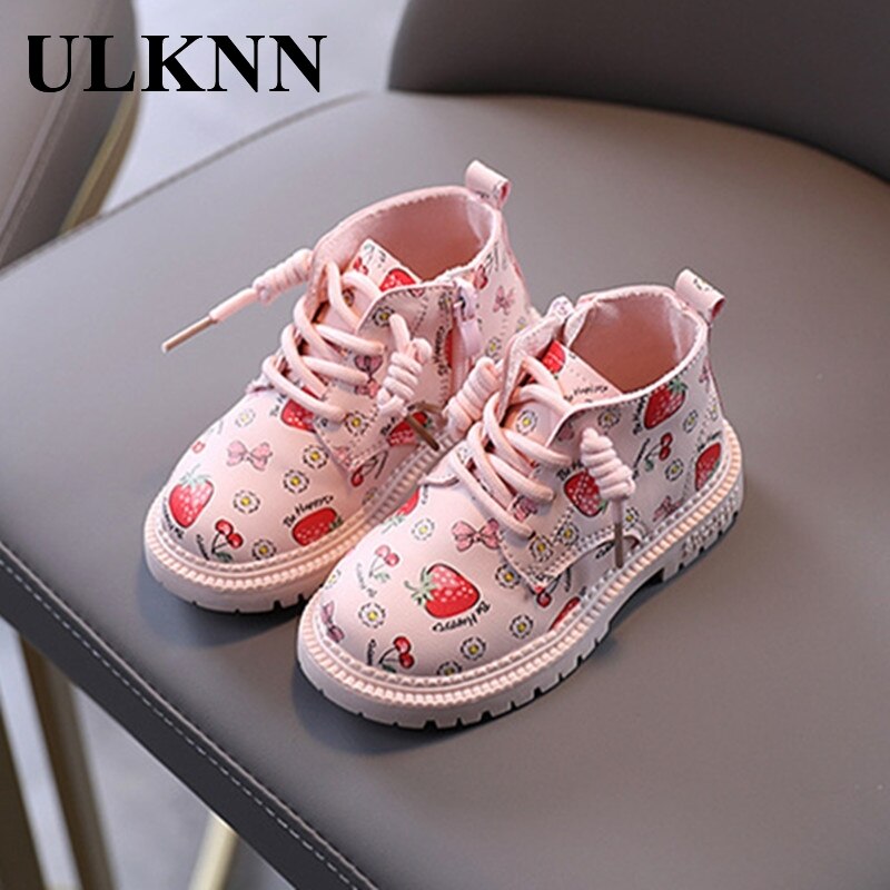 ULKNN Baby Mädchen Martin Stiefel Winter Leder Stiefel freundlicher Nette Rosa Schuhe Herbst lässig Gummi Sohle schuhe getragen