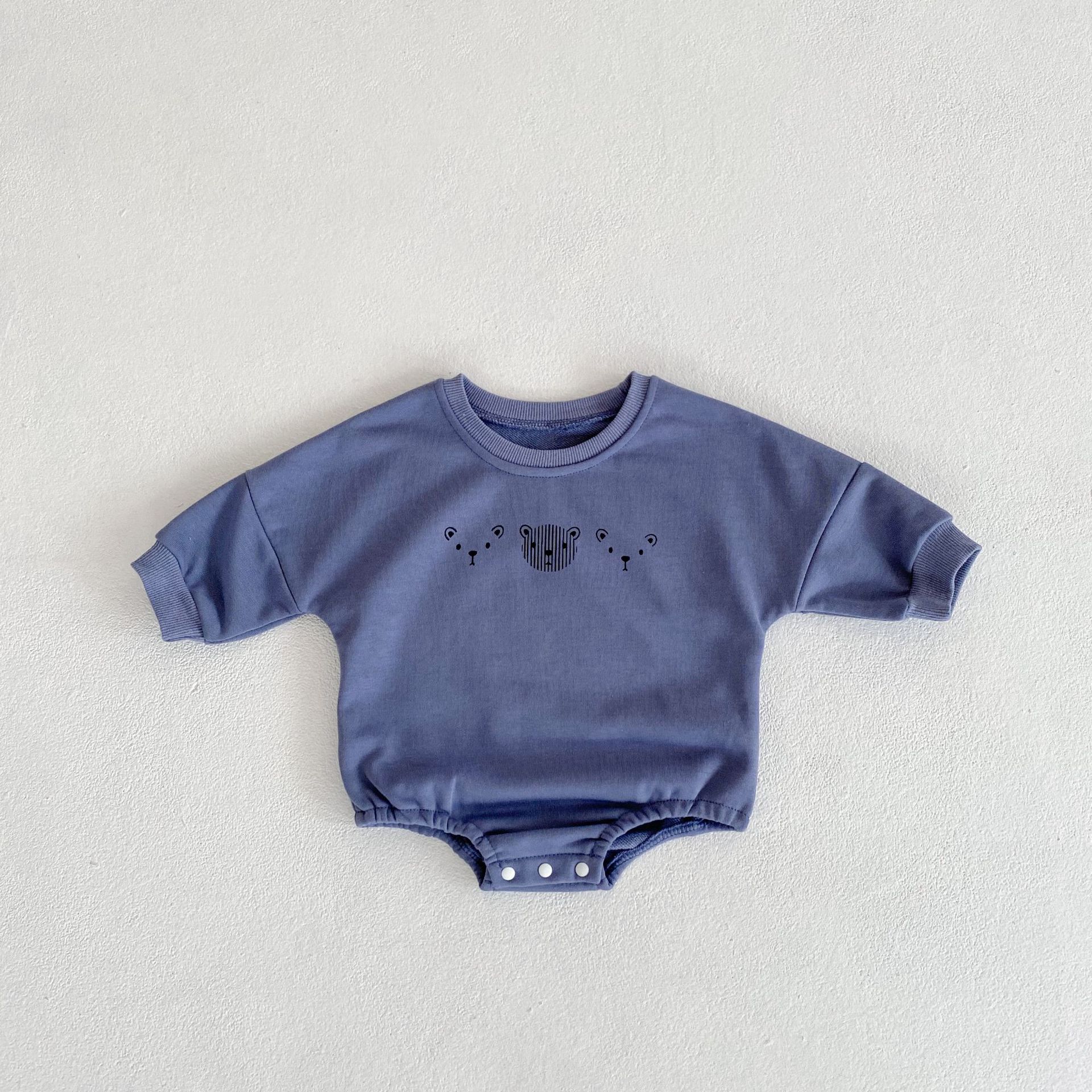 Body de manga larga para niña y bebé, ropa de algodón con estampado de oso a la , mono Infantil de 0 a 24 meses, novedad de Primavera de 2022: blue / 24M 90cm