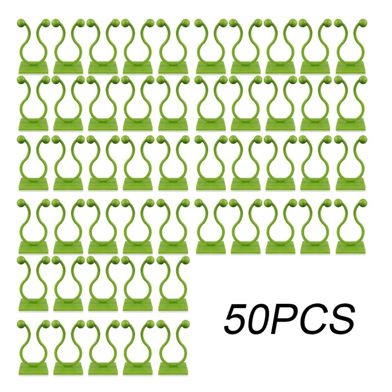 50pcs plante escalade mur vigne Clips boucle fixe crochet extérieur jardin vigne plante mur escalade auto-adhésif attache: Green