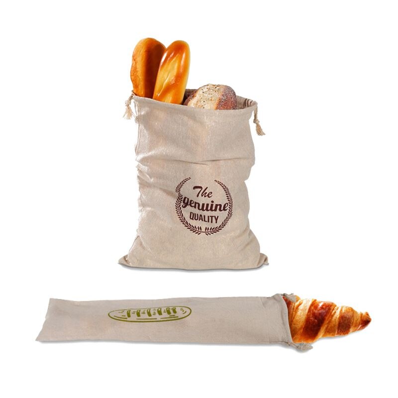 Bolsa de pan de lino orgánico para organización de cocina, almacenamiento de alimentos reutilizable, bolsa con cordón para pan y Baguette, suministros de panadería: B