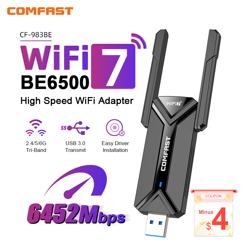 COMFAST WiFi7 USB-adapter BE6500 WiFi-kaart 5G 6G USB3.0 Draadloze netwerkkaart USB wifi 7 Adaptador AX5400 wifi6 Antena PC Laptop
