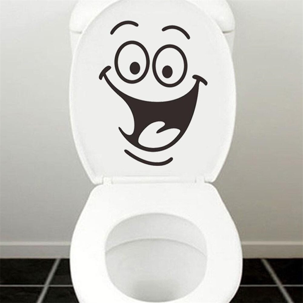 Toilet seat sticker Smiling Face tank stickers Bathroom Washroom Home Decor PVC 18*21 cm funny
