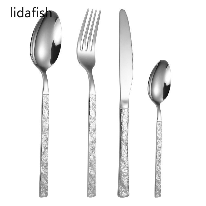 Lidafish Steen Graan Zilverwerk Set Vorken Messen Lepels Luxe Roestvrij Staal Thuis Diner Servies Set