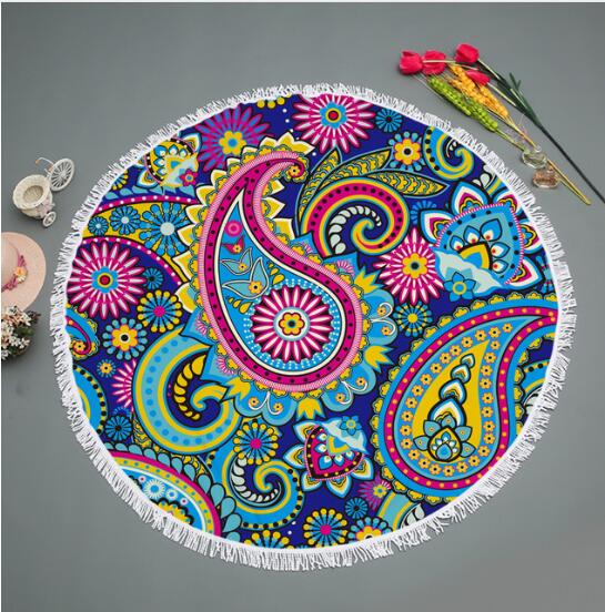 Paisley Strand Deken Boho Bohemian Ronde Mandala Zand Proof Grote Microfiber Strand Deken Handdoek Indiase Toalha De Praia Redonda: 7