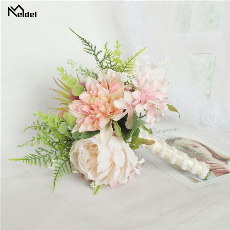 Kunstmatige Rozen Bruidsboeket Bruidsboeket Zijde Dahlia Bruidsboeketten voor Bruidsmeisjes Kunstmatige Bloemen Bruiloft Decor
