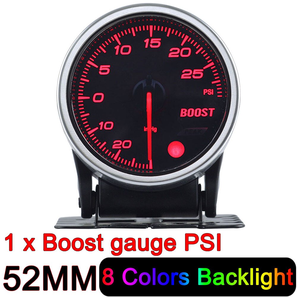 HD 2&quot; 52mm 8 Color LED Car Air Fuel Ratio Gauge Auto Bar Turbo Boost Gauge Meter Oil Water Temp Gauge Voltmeter EGT Tachometer: Boost gauge PSI