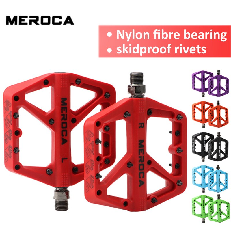 MEROCA MTB Pedal Seal bearing Platform pedals Nylon 9/16" Universal pedal Ultralight Non-slip Mountain Bike Parts 1Pair