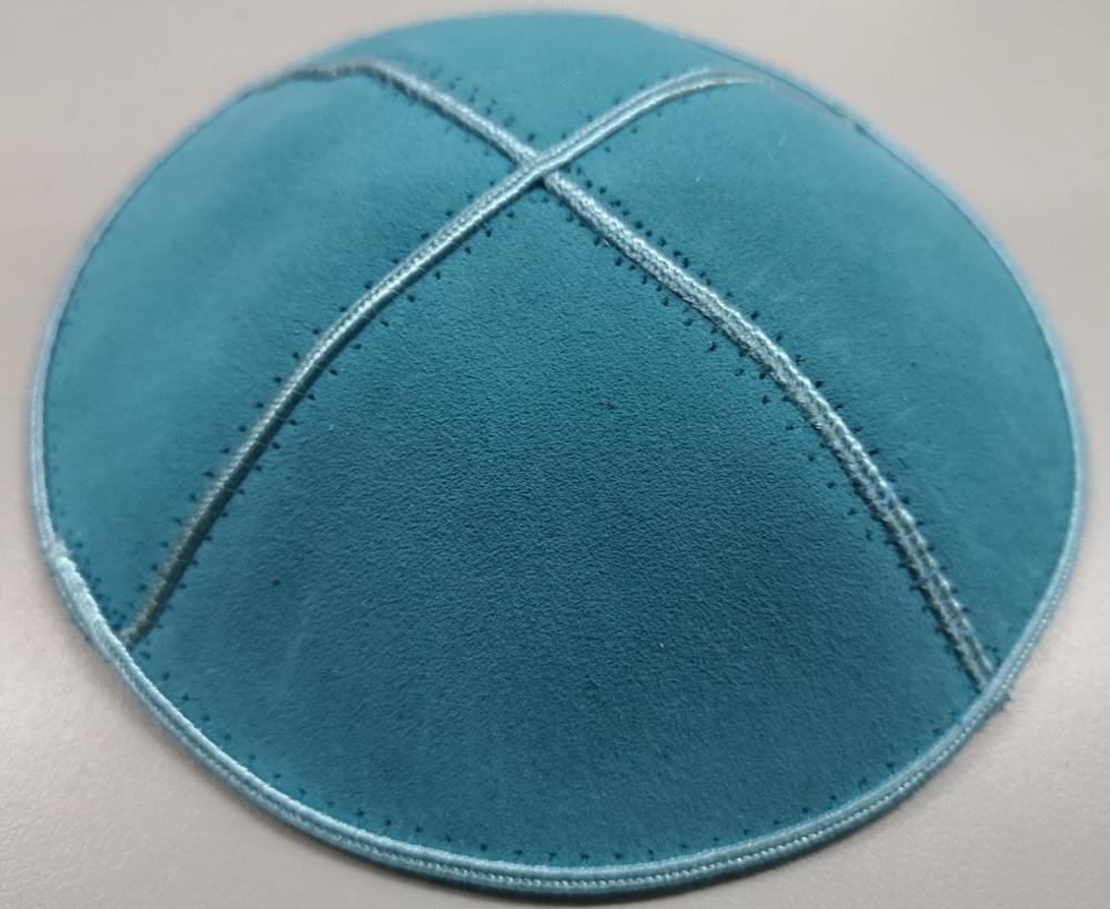 15/16CM SUEDE KIPPAH JEWISH KIPPAH LEATHER YARMULKE KIPPAH: Turquoise