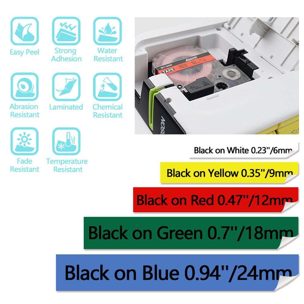 UniPlus 6PK Strong Adhesive Label Tape White on Clear Printer Ribbon Fit Epson Kingjim Label Maker LW-K400 LW-700 LW-900P 1000P