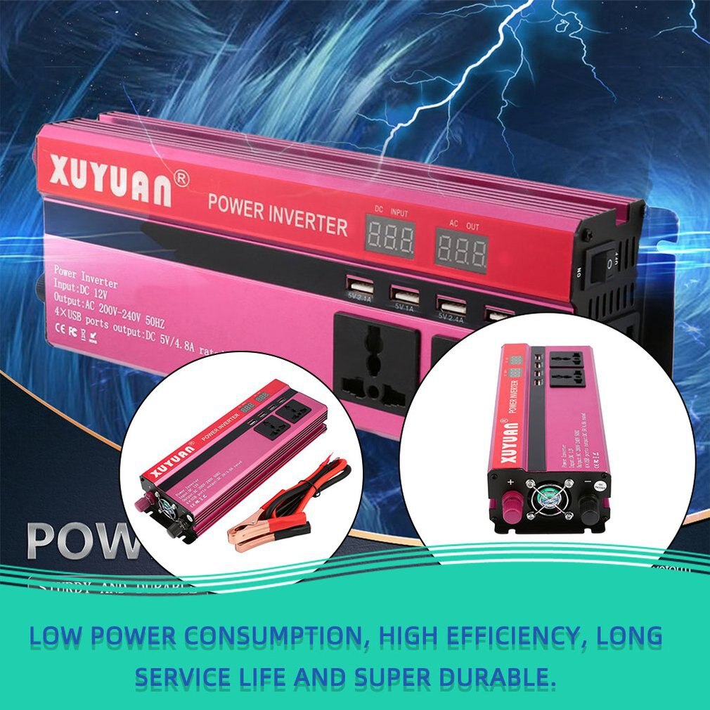 Inversor de energía Solar de 6000W, convertidor de onda sinusoidal de coche con pantalla LED, CC de 12V a ca de 220V, para electrodomésticos
