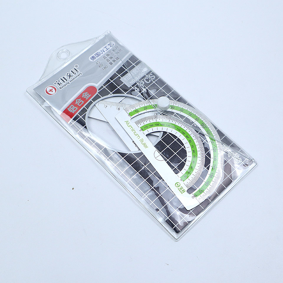 Regla de aleación de aluminio para estudiantes, regla triangular de Metal geométrico, material escolar de oficina, 4 unids/set: 1 Green-BJ3601