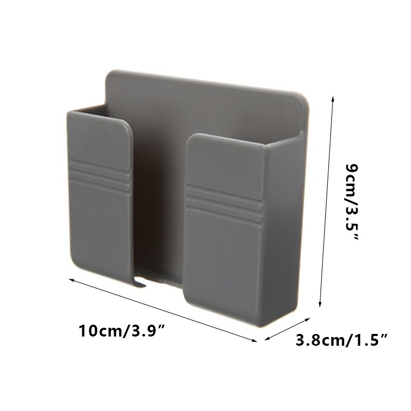 Wall Mounted Organizer Air Conditioner TV Remote Control Storage Box Mobile Phone Plug Holder Multifunction USB Charging Stand: Grey