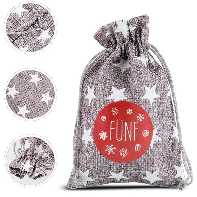 Festival Decoration Storage Bags With Wood Clips Sticker+10m Rope Christmas Pouch Ornaments For Home Office Deco