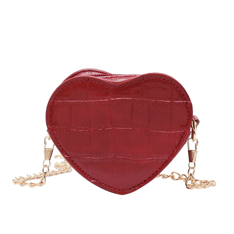 Bolso Circular pequeño de piel de cocodrilo para mujer, bolsa de hombro con forma de corazón, bandoleras cruzadas redondas de PU con cremallera,: Heart-shaped gules