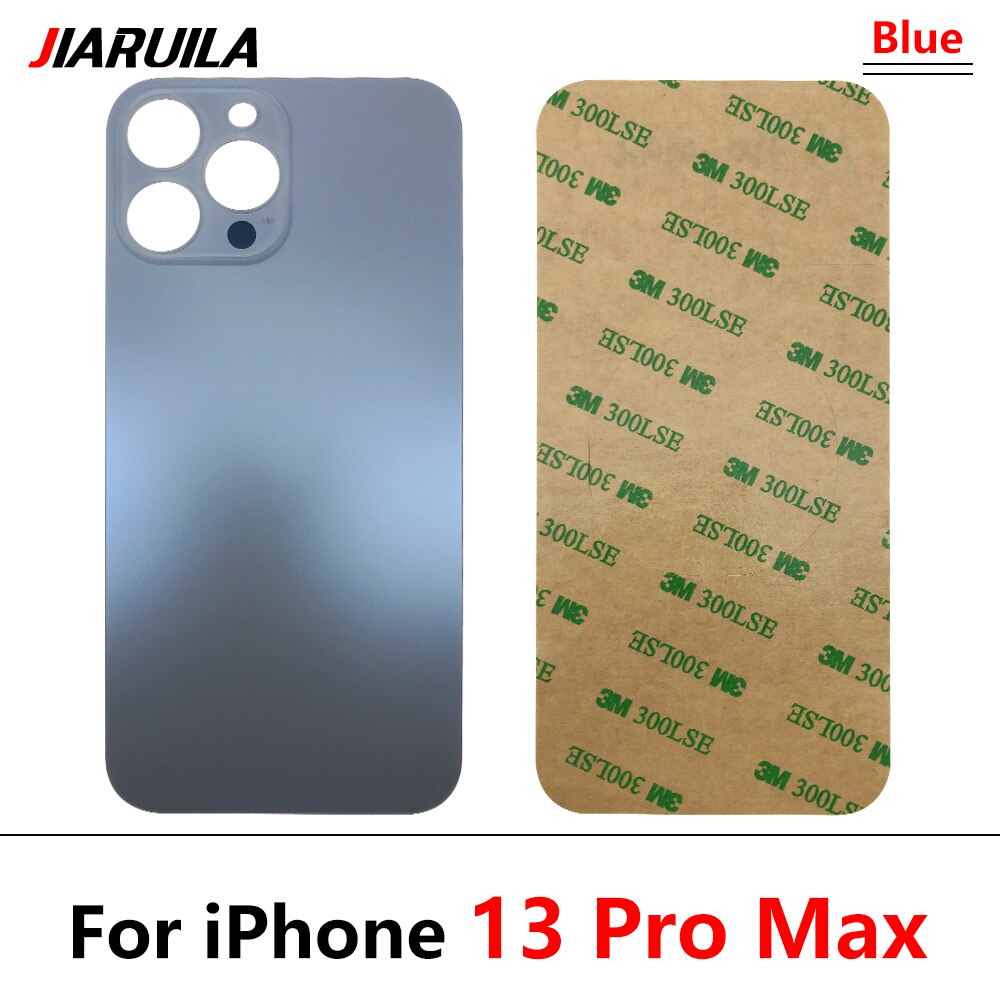 Big Hole powrót bateria drzwi tylna pokrywa szklana pokrywa baterii Case z klejem zamiennik dla iPhone 13 Pro Max: For 13 Pro Max Blue