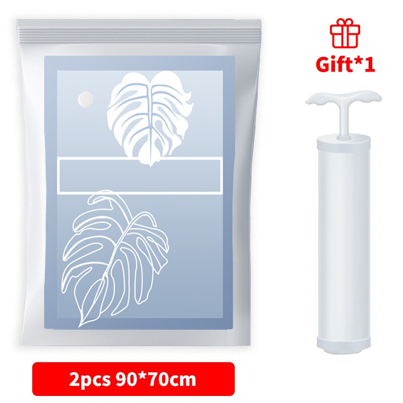 Vakuumposer til klær 2/5/10/11 stk oppbevaringspose med ventiltrykt sammenleggbar komprimert organisator reise plassbesparende forseglingspakke: 2 stk 90 x 70cm