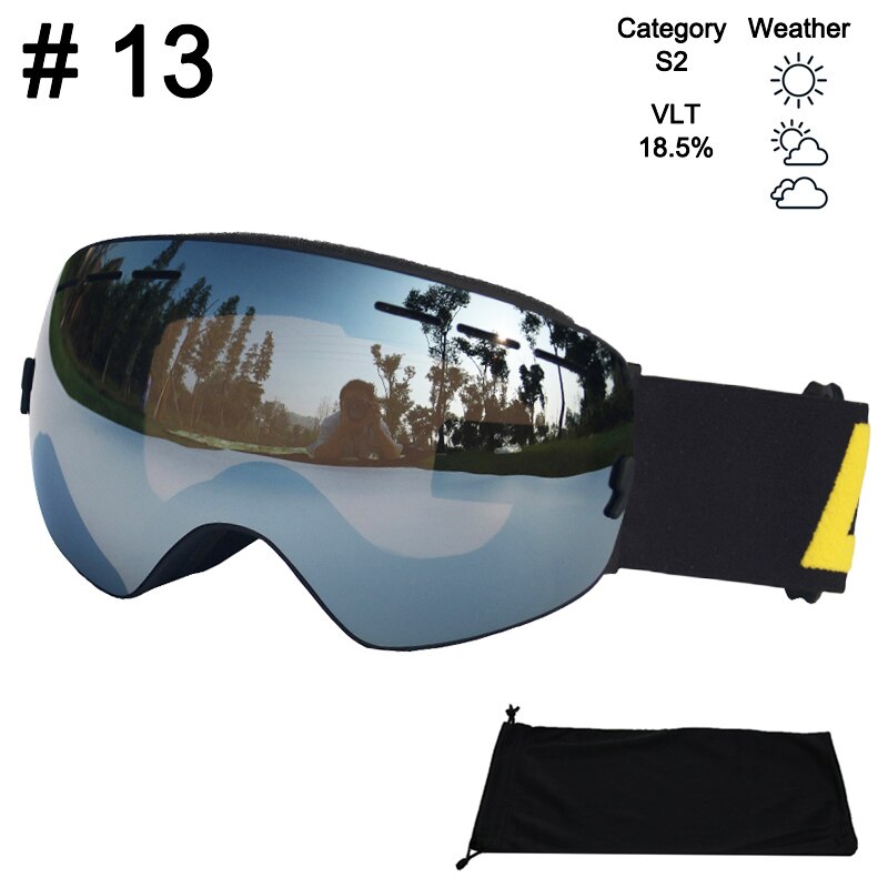 Locle sfæriske skibriller antidugg doble lag  uv400 store skimaske snowboardbriller skibriller briller: Farge 13 glass