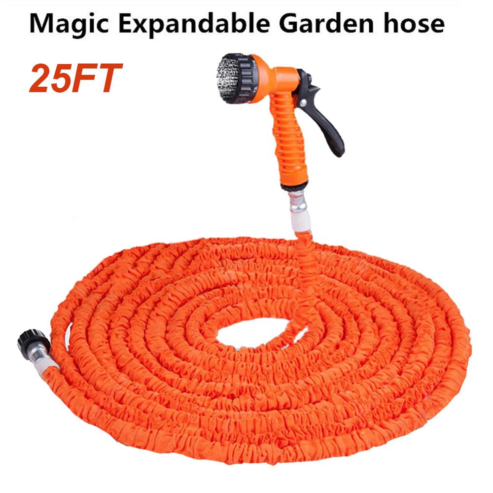 Expandable Flexible Garden Hose Car Washing Gardening Hose with 7 Function Nozzle: 25ft