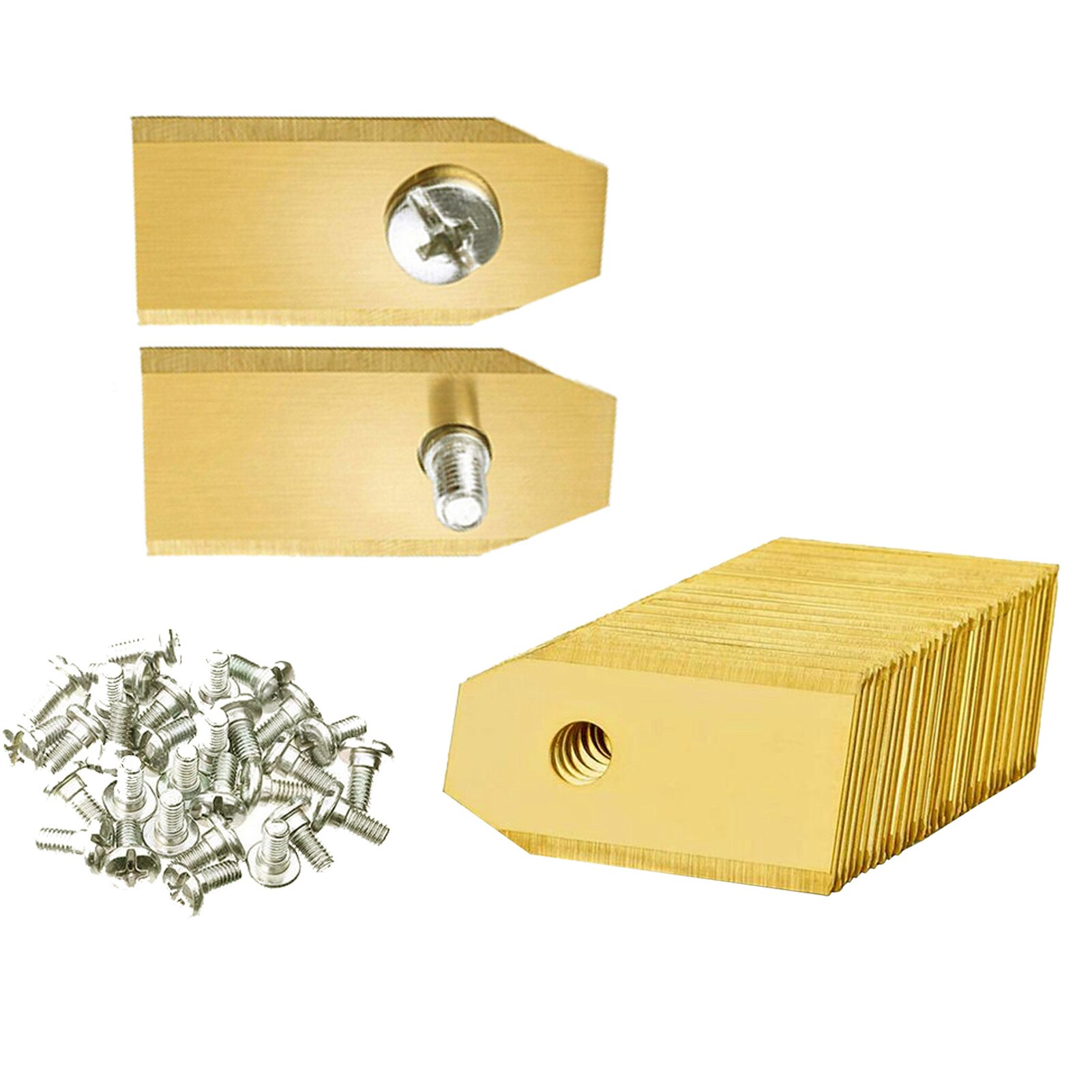 Outdoor Gardening Lawn Mower Blade Set Golden Titanium Plated Garden Machinery Lawn Mower Blade Set With Screws: A