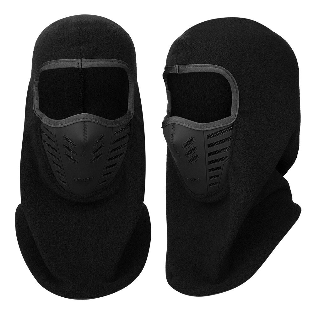 Motorfiets Gezichtsmasker Winter Warm Outdoor Winddicht Helm Fiets Fietsen Fleece Bivakmuts Gezichtsmasker: Black