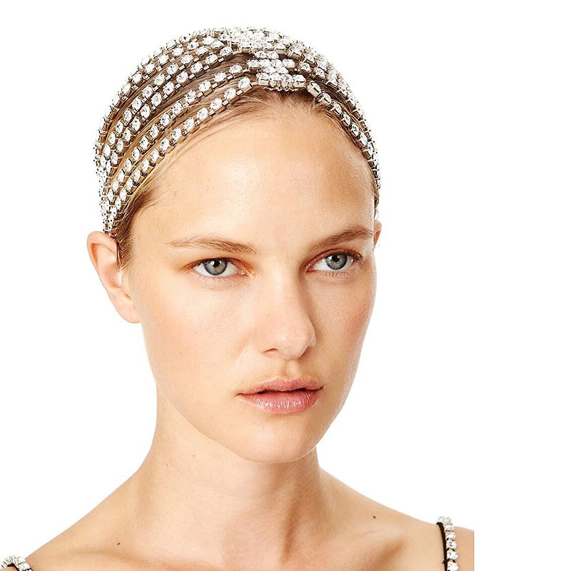 StoneFans à la strass cheveux accessoires chaîne pour femmes bijoux plein cristal gland bandeaux longue chaîne chapeaux