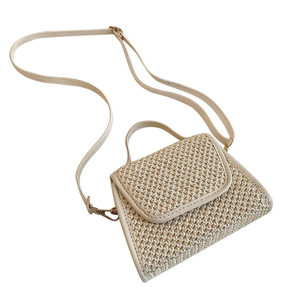 Vintage rotin sac femme été tissé sac à bandoulière femme fait main sac à main fourre-tout femme sacs sur épaule bolso mimbre redondo: WHITE