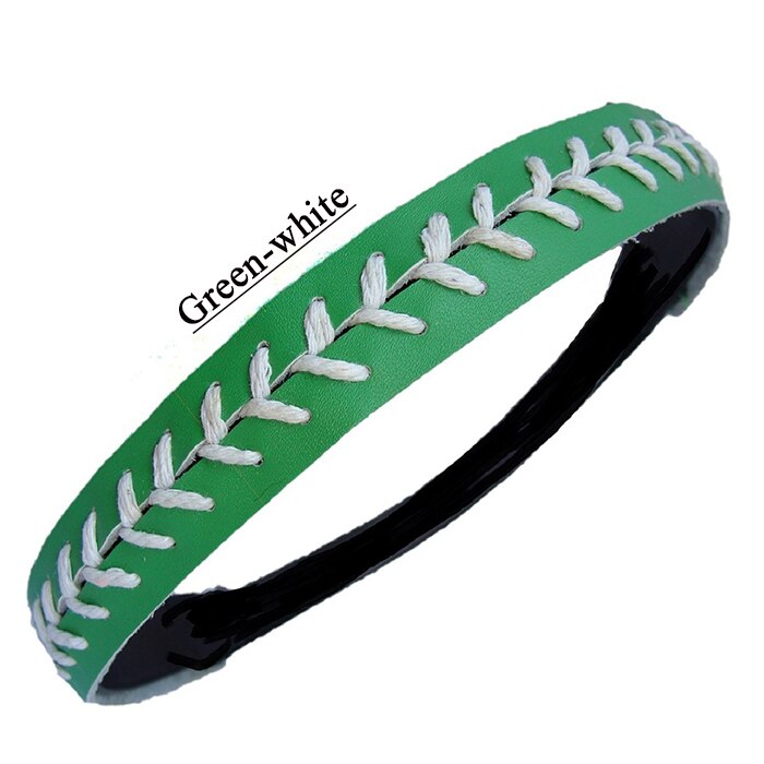 Diademas de softball-Costura de punto Fastpitch elástico deportivo y Diadema de de Judy: green white