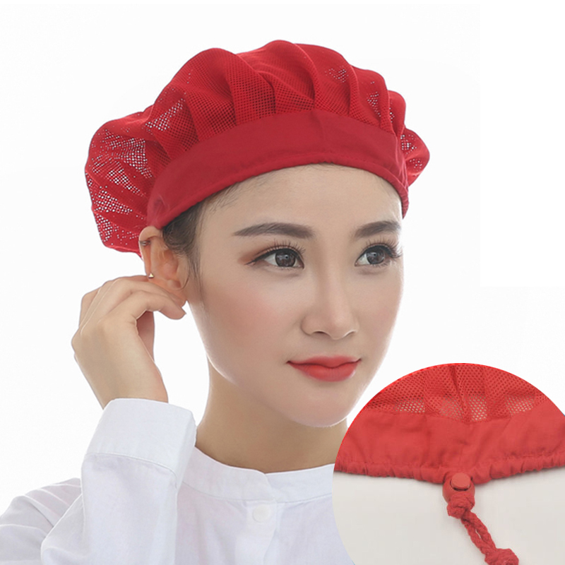 Gorros de red ajustables blancos para panadería, taller de horneado, gorro de trabajo, gorro Bouffant, redecilla para el pelo, servicio de comida, cocina, cubierta para la cabeza para hombres y mujeres: Castaño