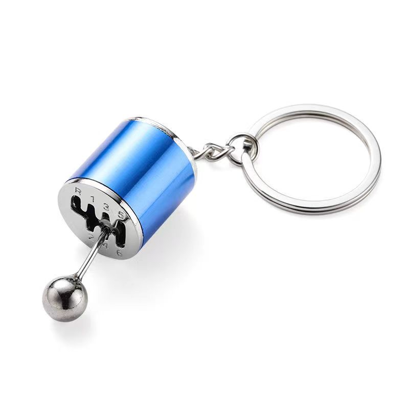Mini Turbo Turbolader Schlüsselanhänger Auto-Styling Schlüsselanhänger Getriebe Getriebe Anhänger Schlüsselanhänger Stock Knöpfe Schlüsselanhänger Schicht Metall zappeln Spielzeuge: Blau