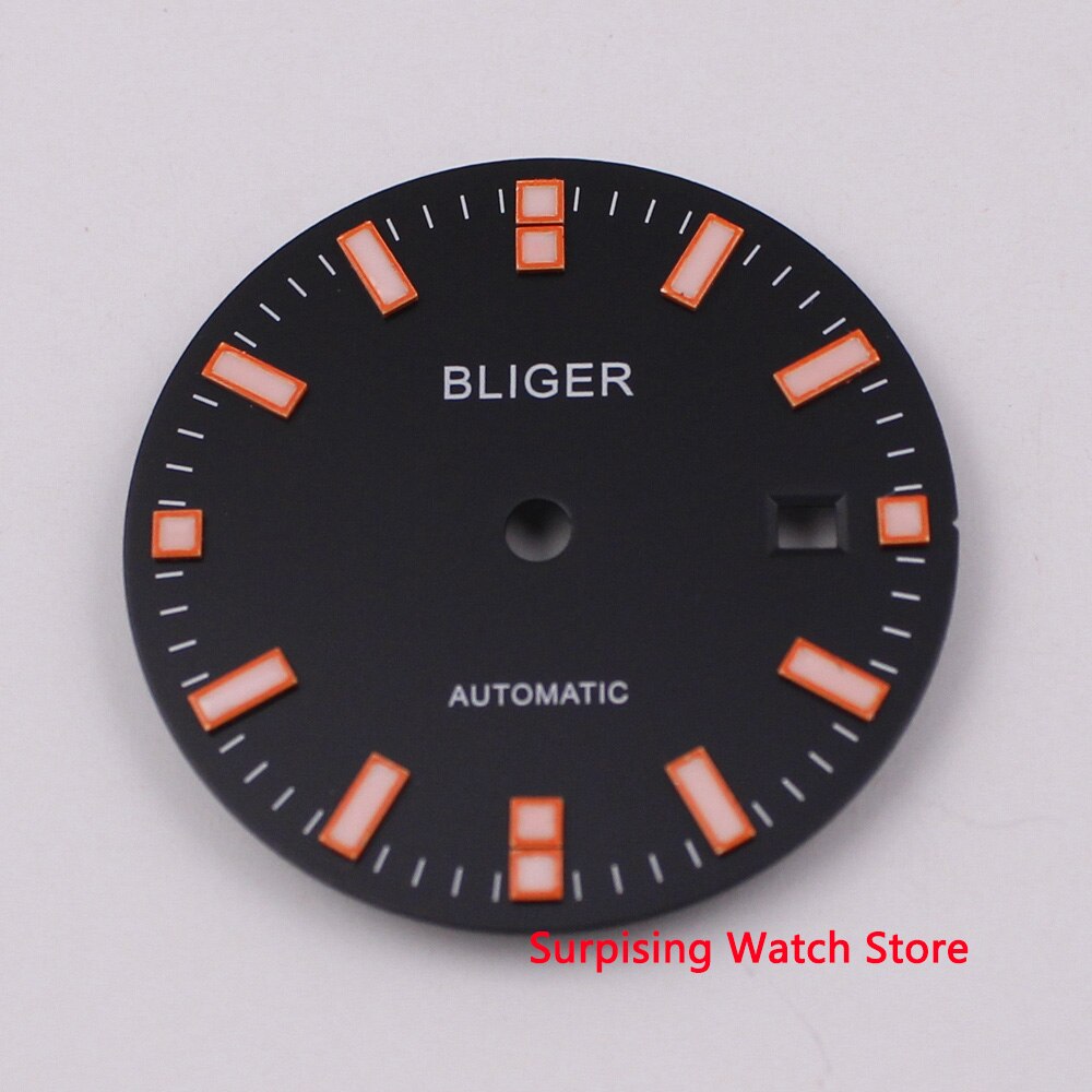31.5 Mm Black Watch Gezicht Heren Horloge Datum Venster Horloge Dial Fit Voor Mingzhu 3804 (Gmt) automatische Beweging