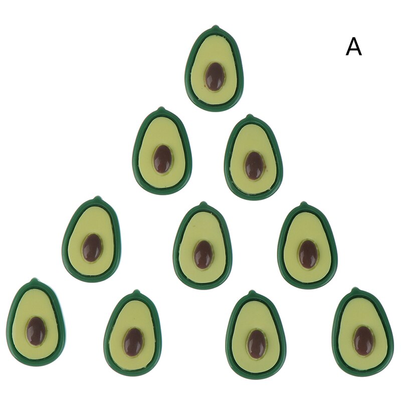 10 sztuk awokado plastry szlam dostarcza zabawki dodatek robić puszystego przezroczysty szlam owoc z żywicy plastry wisiorki akcesoria: A