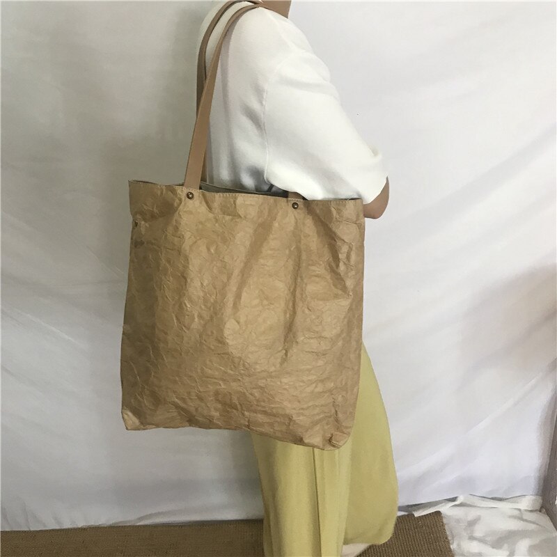 Vrouwen Mode Handtassen Dame Schoudertas Kraftpapier Bakken Messenger Bag Wasbare Scheurbestendig Milieuvriendelijke