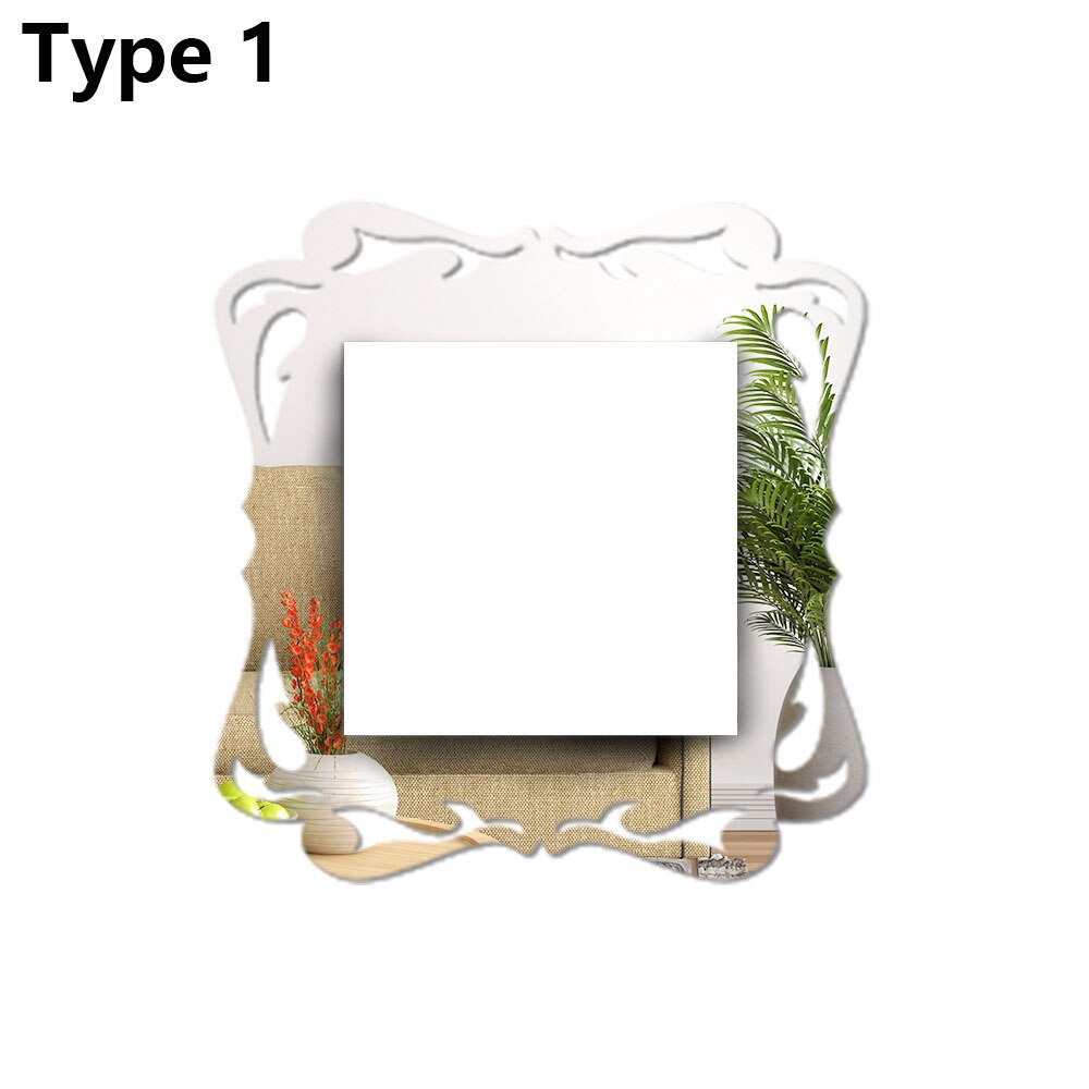 Mode Schakelaar Stickers Plug Base Framing Home Decor Woonkamer Ornament Zilveren Bloem Decal Fotolijst Spiegel Muur Artrt: 1