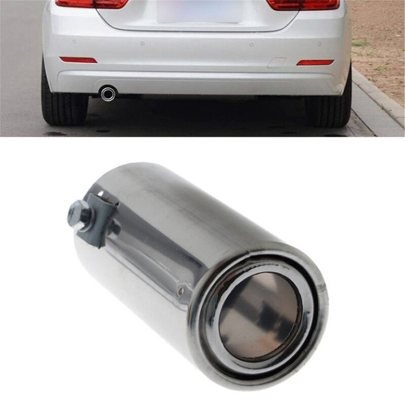 Universal- Edelstahl Runde Auto Hinten Runde Auspuffrohr Schwanz Kehle Schalldämpfer Spitze Silber Ersatz Auto Zubehör