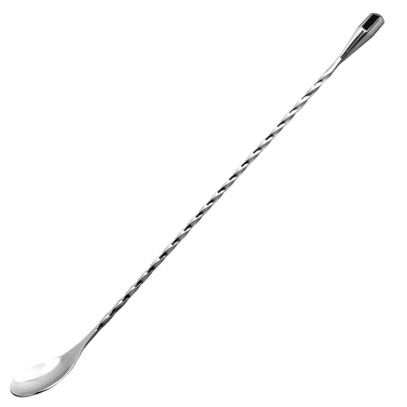 12 Inches Stainless Steel Mixing Spoon, Spiral Pattern Bar Cocktail Shaker Spoon: Default Title