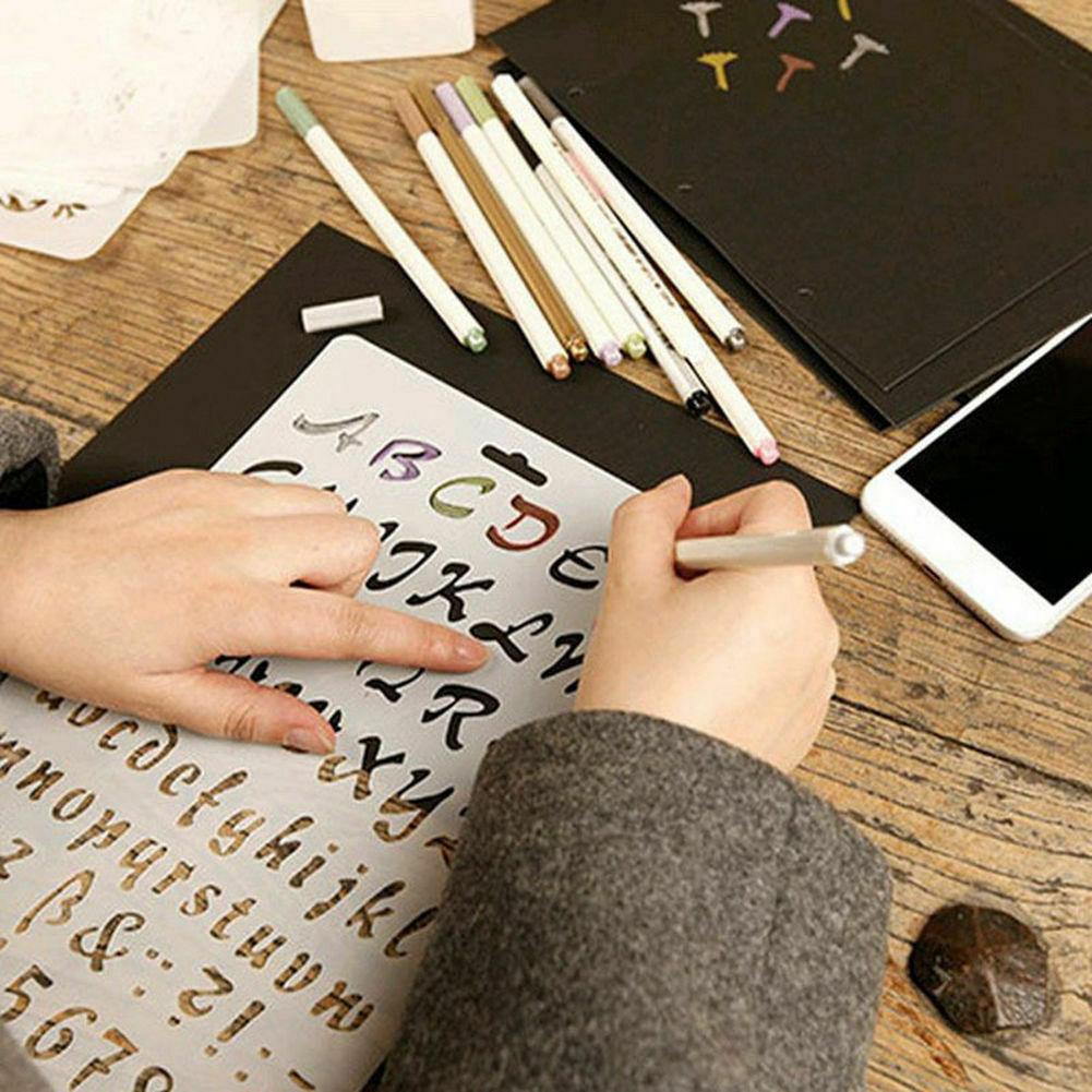 English Alphabet Number DIY Scrapbook Drawing Template Measuring Ruler Stencil