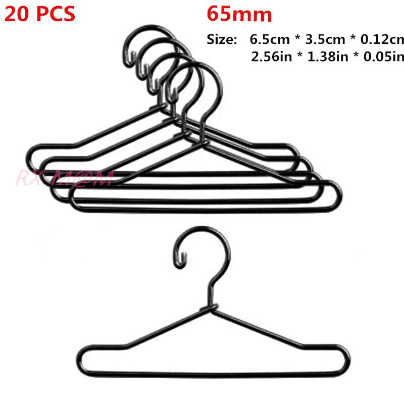 Pop Houten Kledingrek Kledingstuk Organizer Hangers Voor Poppen Handtas Kleding, Pop Metalen Hangers, kinderen Volwassen Speelgoed: 20pcs -65mm-Metal-B