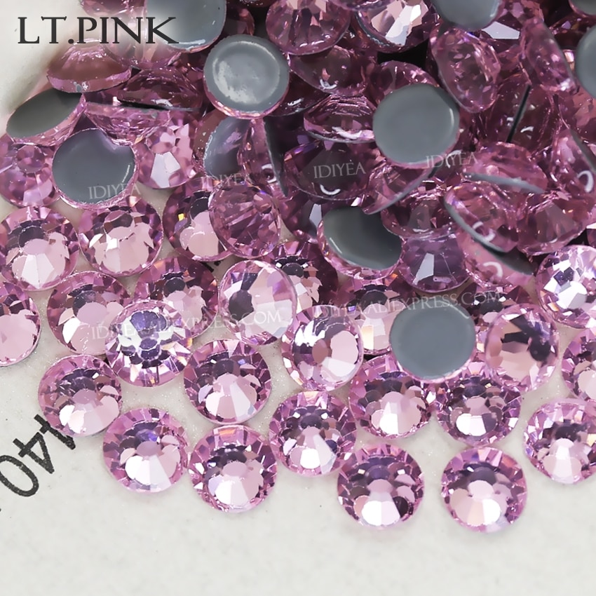Lt. Pink fix kristallen strass platte achterkant steentjes hotfix stenen voor handwerken trouwjurk spangles glitters decoratie
