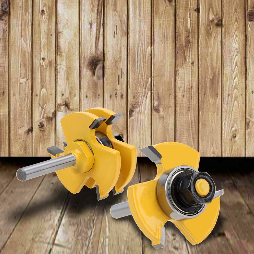 Freesset met 2 pc schachten, messing en groefverbinding, 3/4 " houtsnijgereedschap