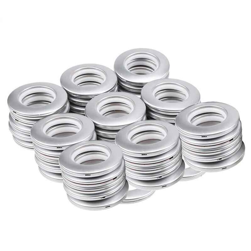 50 Pack Gordijn Tule, Binnendiameter 4M Gordijn Oogje Ringen Nanoschaal Low Noise Romeinse Ring (Zilver)