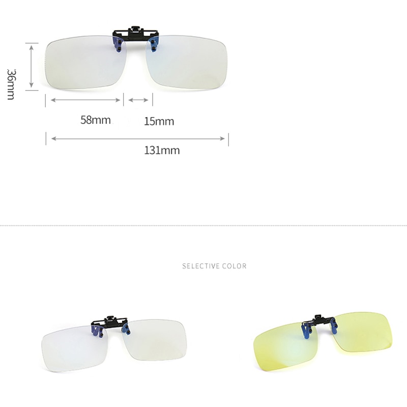 Gafas de protección para ordenador, lentes antifatiga con Clip y bloqueo de luz azul para juegos