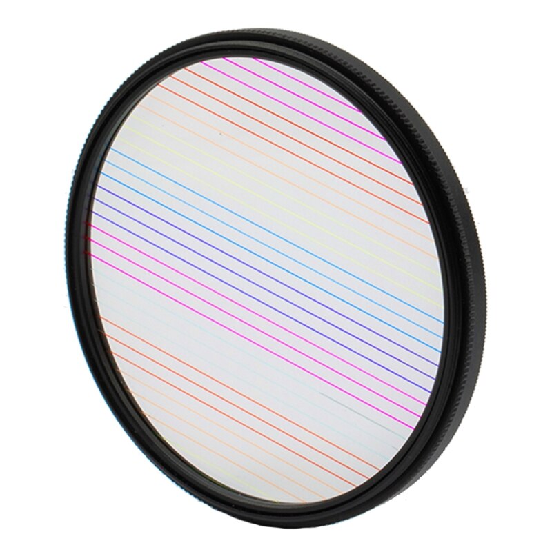 Filtre à effets de stries arc-en-ciel et bleues, avec lentille circulaire, pour évasement, large écran brossé, effets spéciaux pour films, 77/82mm