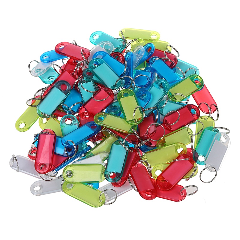 Crystal Clear Colorful Key ID Label Tags,100 Pcs