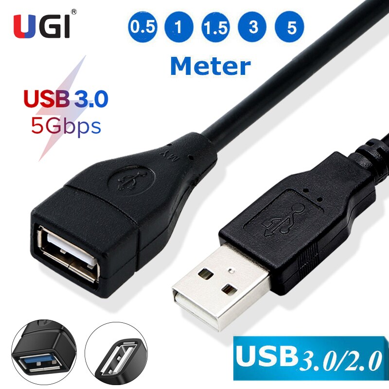 UGI USB Extension Cable USB 3.0 2.0 cable for Smart TV PS4 Mobile Phones Speed Data Male to Female Wire 0.5m 1m 1.5m 3m 5m