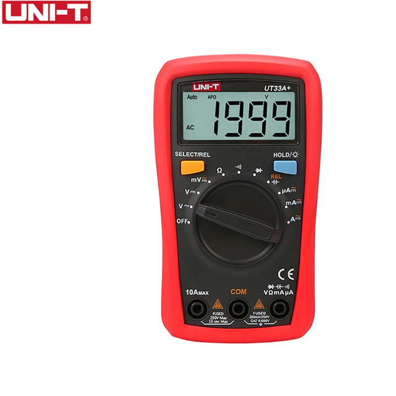 Uni-t  ut33a+  auto rækkevidde digitalt multimeter lcd ac dc  +2mf kapacitans ncv spænding strøm modstand måling tester: Ut33a( plus)