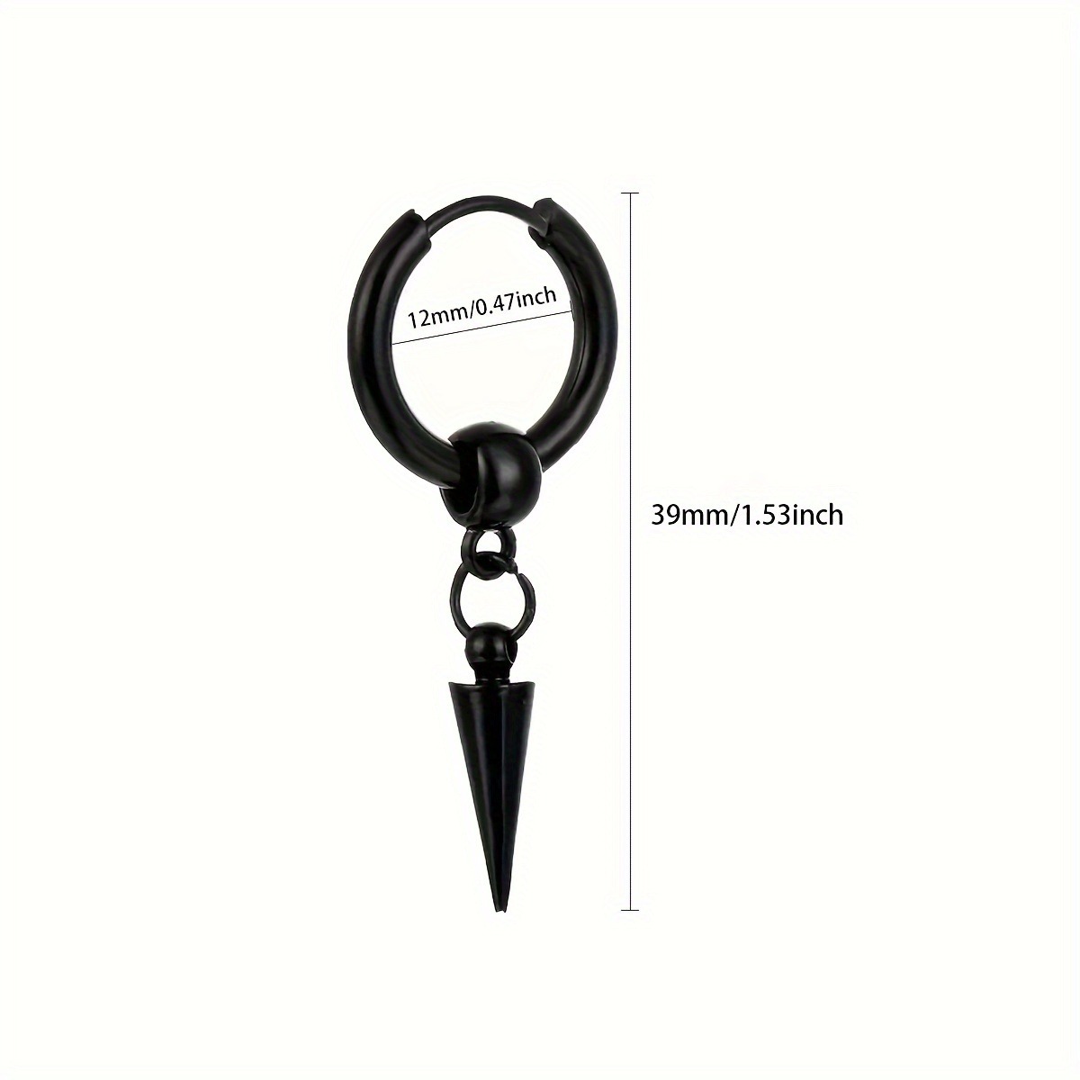 1 par de pendientes colgantes de cono de acero inoxidable a la para hombre, pendientes colgantes de estilo Retro Punk Hip-hop para hombre