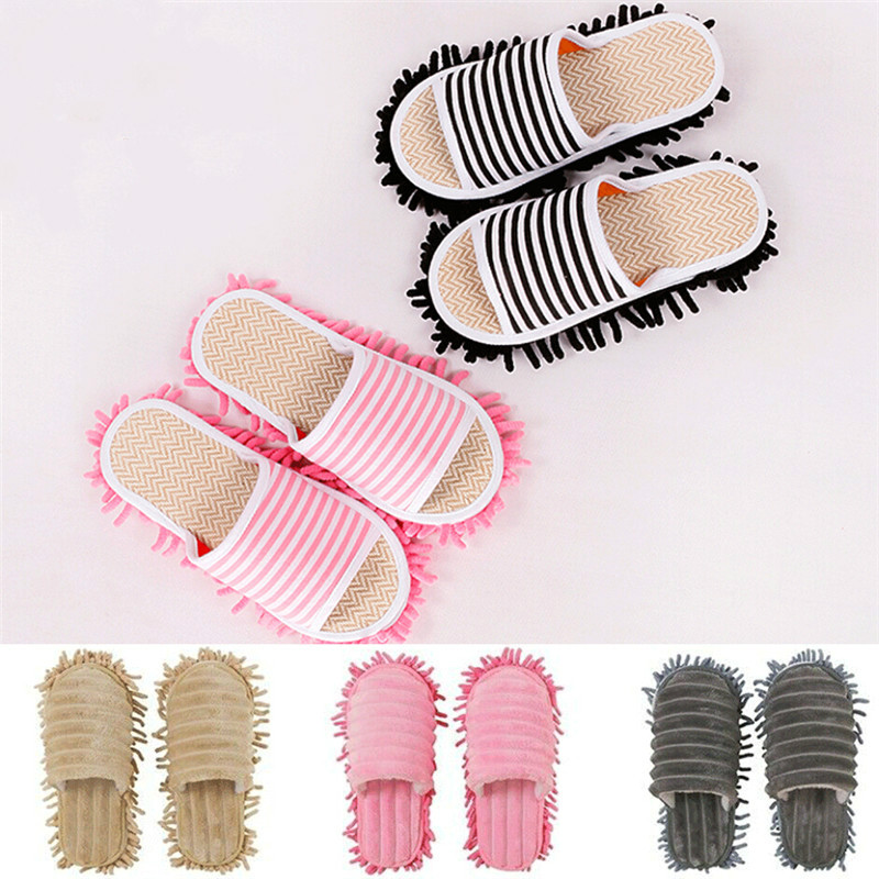 1 par de zapatillas de suelo para limpieza de pies, zapatillas mopa para casa perezosa, chanclas para el hogar, herramientas de limpieza