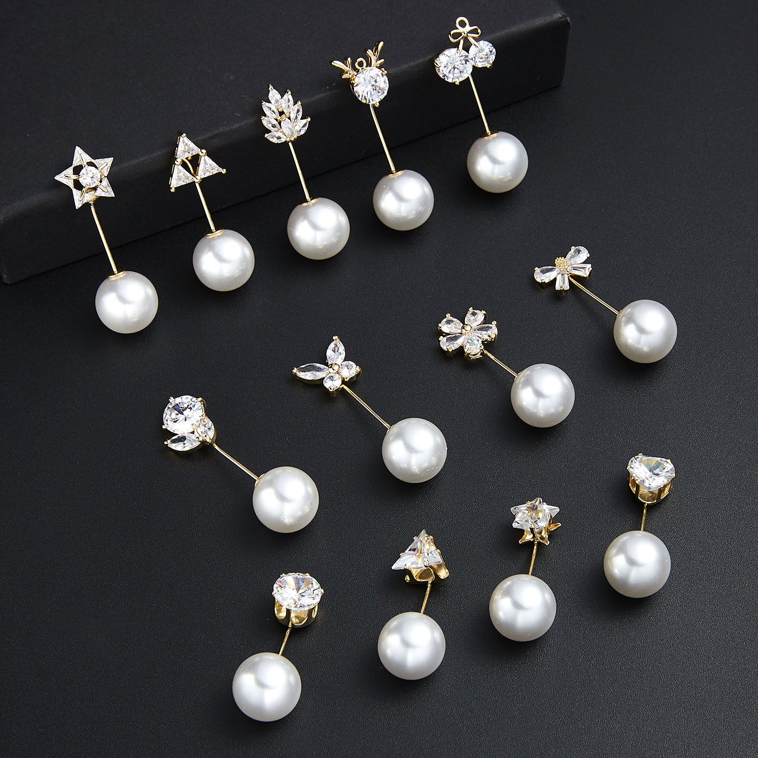 Love Ball Zircon Pearls Beads Antlers Bow Cherry Flowers Leaves Sails Word Pin Brooch Short paragraph Women Dress Jewelry