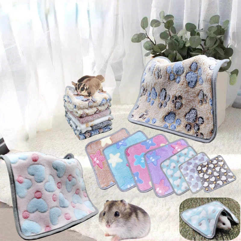 Hamsterfilt för marsvin, mjuk, varm bädd, sovmatta, flanellfleece, underlägg för kaniner, igelkottar, små husdjurstillbehör