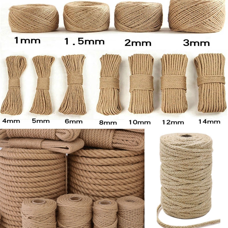 1-10mm naturlig jutegarn vintage jute reb snor snor garn jute til gør-det-selv håndværk indpakning havearbejde bryllupsindretning 2-100m